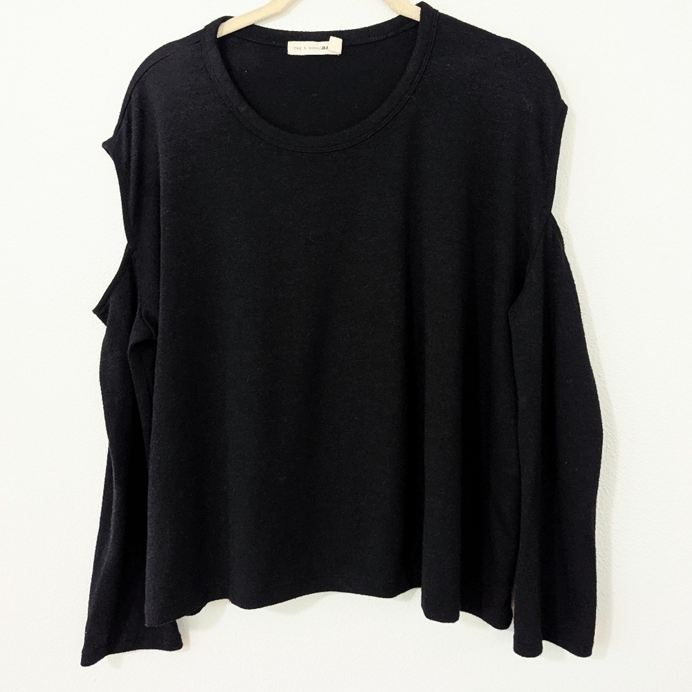 Rag & Bone Jean Cutout Cold Shoulder Long Sleeve Shirt Knit Crewneck Black Small